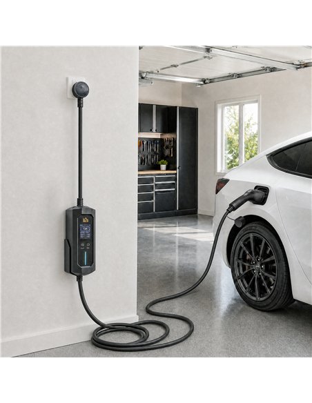 HOMCOM EV Charger Type 2 to 3 Pin Plug, 10 m, 2.8 kW, 6-13 A, Electric Car Charger Type 2 Charging Cable w/ 1-12 h Time Delay - pic 211965 | FastDaddyshop