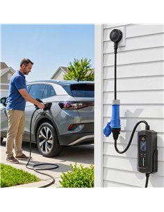 HOMCOM EV Charger 7kW Type 2 to CEE 32A Plug with UK Adapter, 10 m, 6-32A, Electric Car Charger w/ 1-12 h Time Delay 2