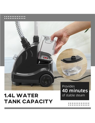 HOMCOM Clothes Steamer with Adjustable Pole Clothes Steamer 11 Steam Levels 41-110 cm Black