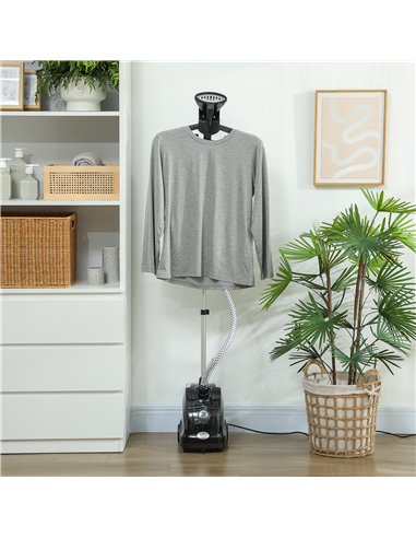 HOMCOM Clothes Steamer with Adjustable Pole Clothes Steamer 11 Steam Levels 41-110 cm Black