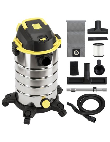 HOMCOM 1400W Vacuum Cleaner, 3-in-1 Wet and Dry Vacuum Cleaner with Blowing Mode and 30L Stainless Steel Tank, Yellow - pic 211993 | FastDaddyshop
