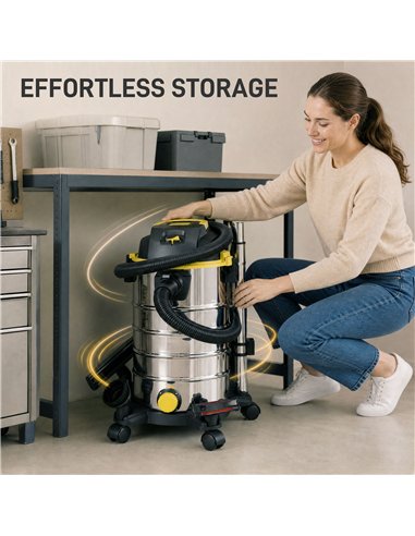 HOMCOM 1400W Vacuum Cleaner, 3-in-1 Wet and Dry Vacuum Cleaner with Blowing Mode and 30L Stainless Steel Tank, Yellow