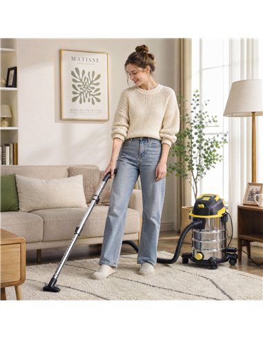 HOMCOM 1400W Vacuum Cleaner, 3-in-1 Wet and Dry Vacuum Cleaner with Blowing Mode and 30L Stainless Steel Tank, Yellow