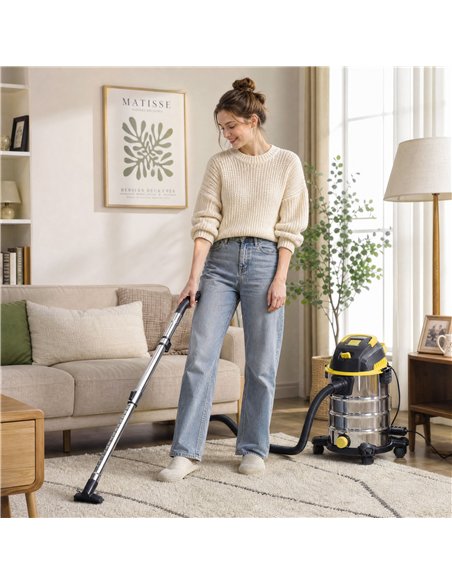 HOMCOM 1400W Vacuum Cleaner, 3-in-1 Wet and Dry Vacuum Cleaner with Blowing Mode and 30L Stainless Steel Tank, Yellow - pic 212000 | FastDaddyshop