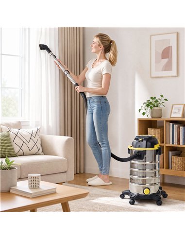 HOMCOM 1400W Vacuum Cleaner, 3-in-1 Wet and Dry Vacuum Cleaner with Blowing Mode and 30L Stainless Steel Tank, Yellow