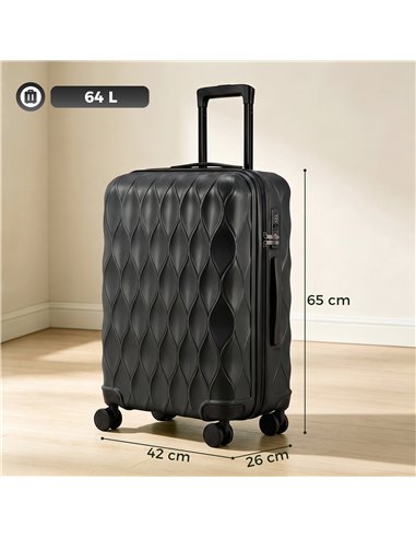 HOMCOM 26Inch 65cm Suitcase, ABS Hard Shell Checked Luggage with TSA Lock, Spinner Wheels, Telescopic Handle, Black