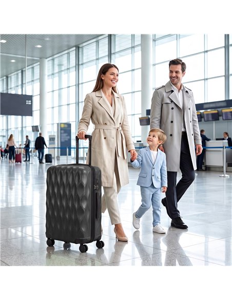 HOMCOM 26Inch 65cm Suitcase, ABS Hard Shell Checked Luggage with TSA Lock, Spinner Wheels, Telescopic Handle, Black - pic 212010 | FastDaddyshop