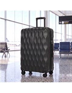 HOMCOM 30Inch 77cm Suitcase, ABS Hard Shell Checked Luggage with TSA Lock, Spinner Wheels, Telescopic Handle, Black 2