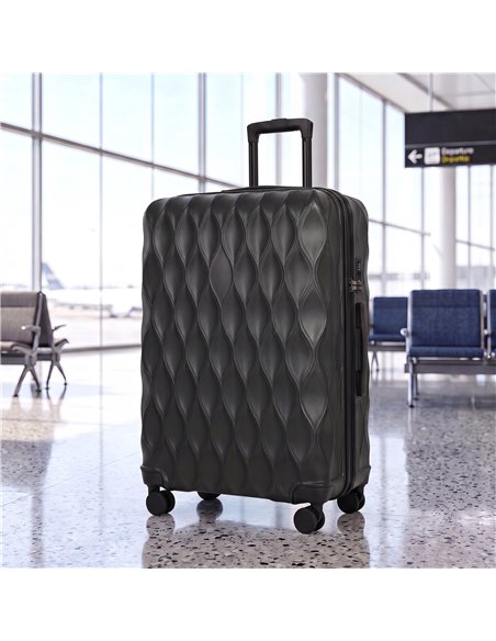 HOMCOM 30Inch 77cm Suitcase, ABS Hard Shell Checked Luggage with TSA Lock, Spinner Wheels, Telescopic Handle, Black - pic 212012 | FastDaddyshop