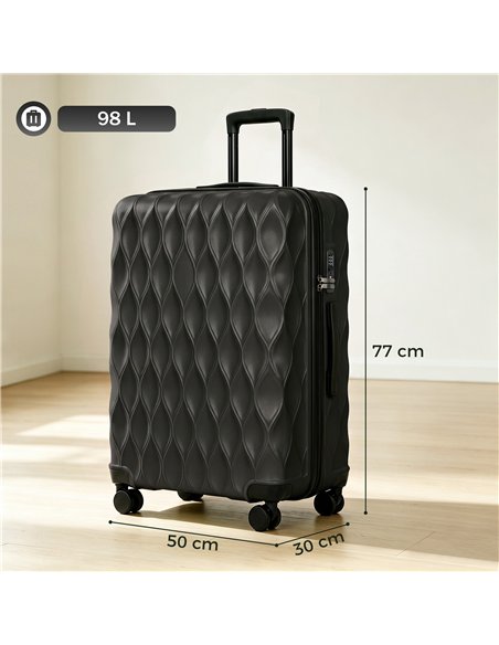 HOMCOM 30Inch 77cm Suitcase, ABS Hard Shell Checked Luggage with TSA Lock, Spinner Wheels, Telescopic Handle, Black - pic 212013 | FastDaddyshop