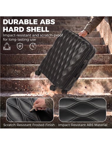 HOMCOM 30Inch 77cm Suitcase, ABS Hard Shell Checked Luggage with TSA Lock, Spinner Wheels, Telescopic Handle, Black