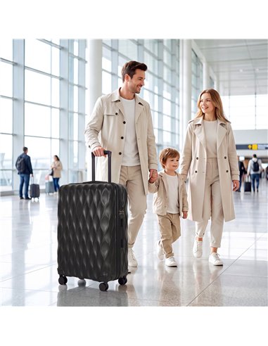 HOMCOM 30Inch 77cm Suitcase, ABS Hard Shell Checked Luggage with TSA Lock, Spinner Wheels, Telescopic Handle, Black