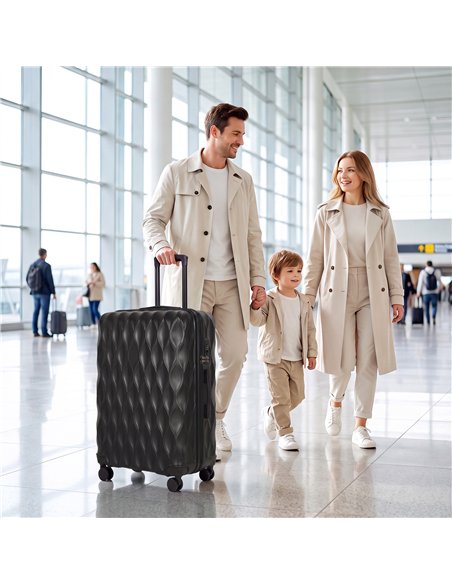 HOMCOM 30Inch 77cm Suitcase, ABS Hard Shell Checked Luggage with TSA Lock, Spinner Wheels, Telescopic Handle, Black - pic 212019 | FastDaddyshop