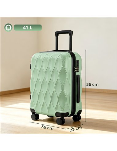 HOMCOM 22Inch 56cm Suitcase, ABS Hard Shell Carry On Luggage with TSA Lock, Spinner Wheels, Telescopic Handle, Green