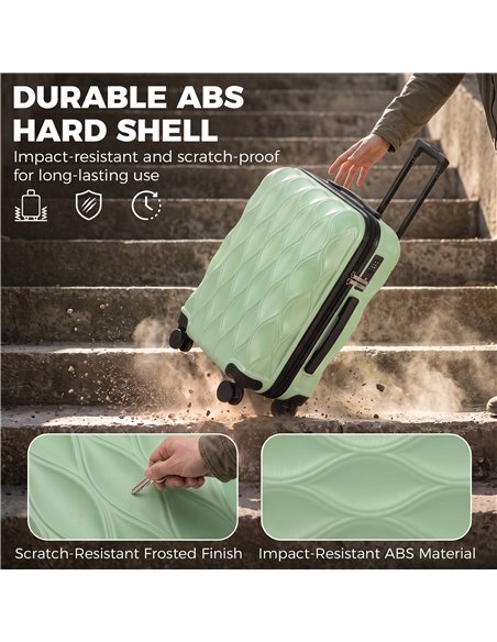 HOMCOM 22Inch 56cm Suitcase, ABS Hard Shell Carry On Luggage with TSA Lock, Spinner Wheels, Telescopic Handle, Green - pic 212023 | FastDaddyshop