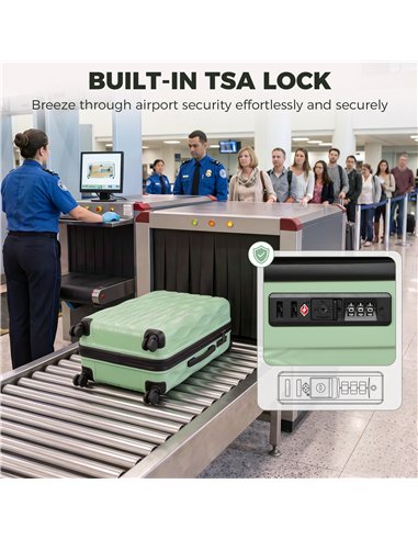 HOMCOM 22Inch 56cm Suitcase, ABS Hard Shell Carry On Luggage with TSA Lock, Spinner Wheels, Telescopic Handle, Green