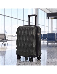HOMCOM 22Inch 56cm Suitcase, ABS Hard Shell Carry On Luggage with TSA Lock, Spinner Wheels, Telescopic Handle, Black 2