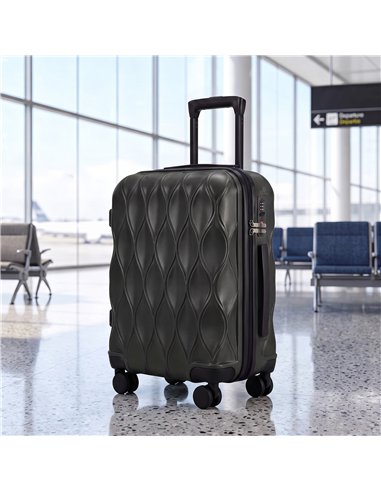 HOMCOM 22Inch 56cm Suitcase, ABS Hard Shell Carry On Luggage with TSA Lock, Spinner Wheels, Telescopic Handle, Black