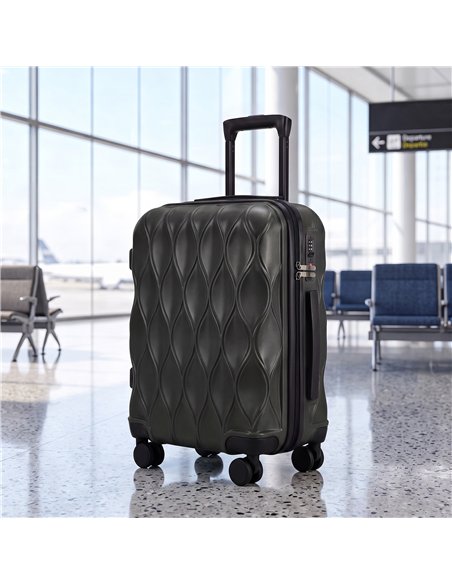 HOMCOM 22Inch 56cm Suitcase, ABS Hard Shell Carry On Luggage with TSA Lock, Spinner Wheels, Telescopic Handle, Black - pic 212030 | FastDaddyshop