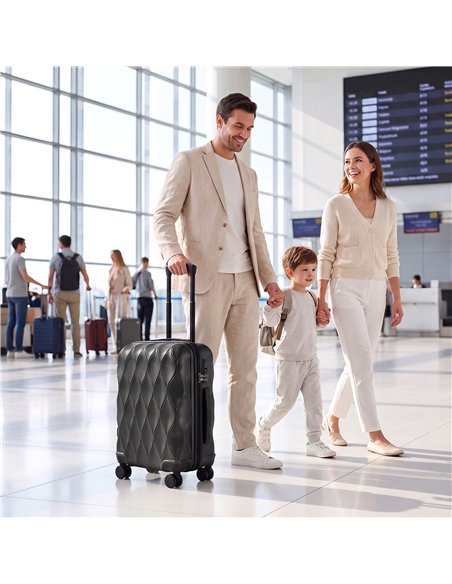 HOMCOM 22Inch 56cm Suitcase, ABS Hard Shell Carry On Luggage with TSA Lock, Spinner Wheels, Telescopic Handle, Black - pic 212037 | FastDaddyshop