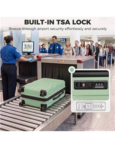 HOMCOM 26Inch 65cm Suitcase, ABS Hard Shell Checked Luggage with TSA Lock, Spinner Wheels, Telescopic Handle, Green