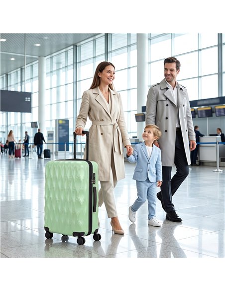 HOMCOM 26Inch 65cm Suitcase, ABS Hard Shell Checked Luggage with TSA Lock, Spinner Wheels, Telescopic Handle, Green - pic 212046 | FastDaddyshop