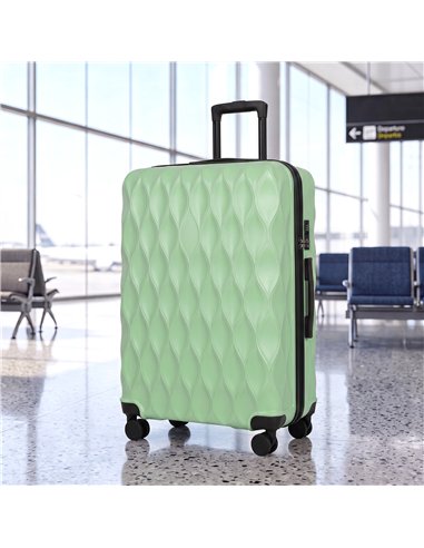 HOMCOM 30Inch 77cm Suitcase, ABS Hard Shell Checked Luggage with TSA Lock, Spinner Wheels, Telescopic Handle, Green