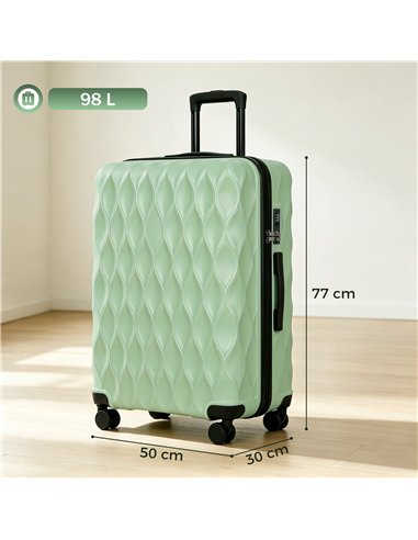 HOMCOM 30Inch 77cm Suitcase, ABS Hard Shell Checked Luggage with TSA Lock, Spinner Wheels, Telescopic Handle, Green