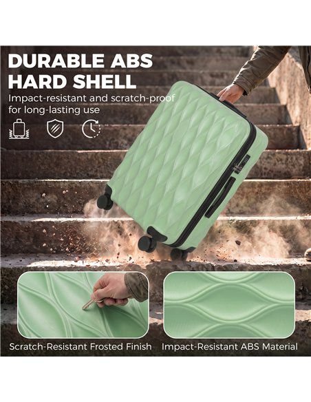 HOMCOM 30Inch 77cm Suitcase, ABS Hard Shell Checked Luggage with TSA Lock, Spinner Wheels, Telescopic Handle, Green - pic 212050 | FastDaddyshop