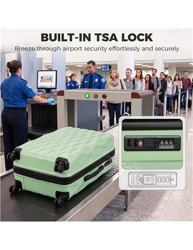HOMCOM 30Inch 77cm Suitcase, ABS Hard Shell Checked Luggage with TSA Lock, Spinner Wheels, Telescopic Handle, Green