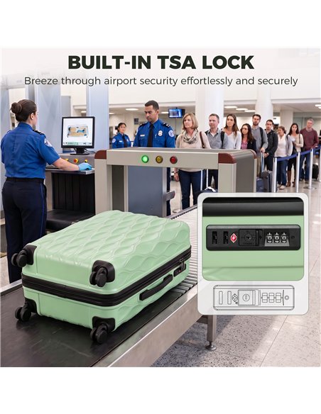 HOMCOM 30Inch 77cm Suitcase, ABS Hard Shell Checked Luggage with TSA Lock, Spinner Wheels, Telescopic Handle, Green - pic 212052 | FastDaddyshop