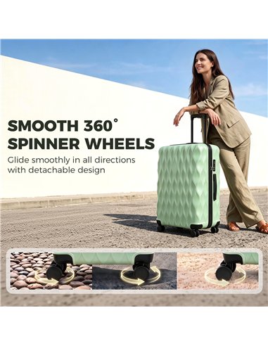 HOMCOM 30Inch 77cm Suitcase, ABS Hard Shell Checked Luggage with TSA Lock, Spinner Wheels, Telescopic Handle, Green