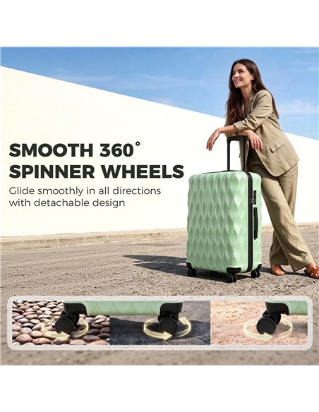 HOMCOM 30Inch 77cm Suitcase, ABS Hard Shell Checked Luggage with TSA Lock, Spinner Wheels, Telescopic Handle, Green - pic 212053 | FastDaddyshop