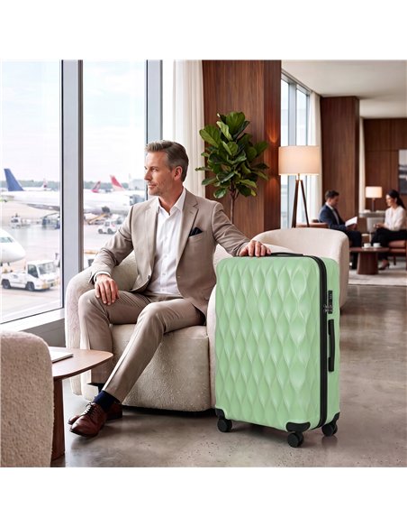 HOMCOM 30Inch 77cm Suitcase, ABS Hard Shell Checked Luggage with TSA Lock, Spinner Wheels, Telescopic Handle, Green - pic 212054 | FastDaddyshop