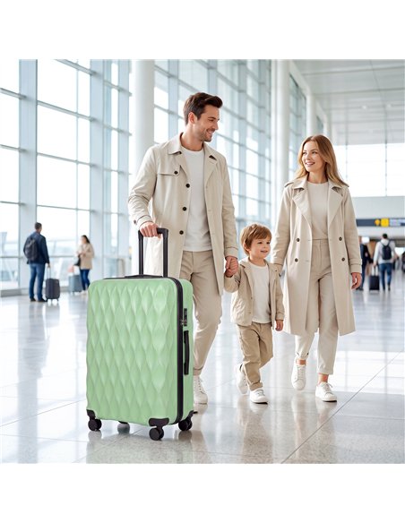 HOMCOM 30Inch 77cm Suitcase, ABS Hard Shell Checked Luggage with TSA Lock, Spinner Wheels, Telescopic Handle, Green - pic 212055 | FastDaddyshop