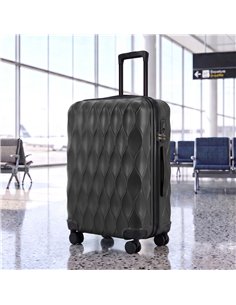 HOMCOM 2-Piece Luggage Set, ABS Hard Shell Carry On Suitcase Set with TSA Lock, USB Port, Spinner Wheels, 12/20 inch, Black 2