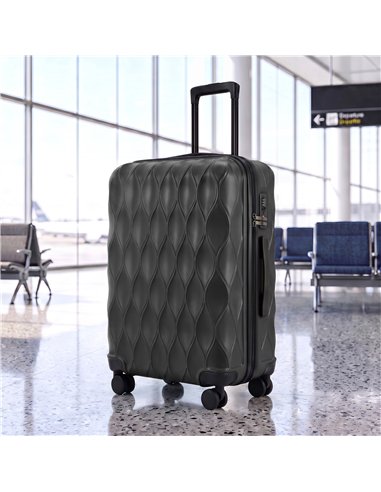 HOMCOM 2-Piece Luggage Set, ABS Hard Shell Carry On Suitcase Set with TSA Lock, USB Port, Spinner Wheels, 12/20 inch, Black