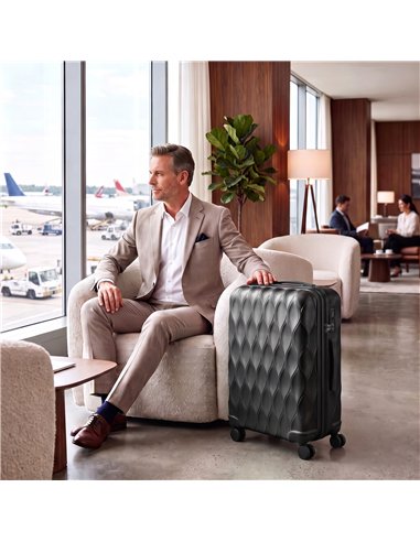 HOMCOM 2-Piece Luggage Set, ABS Hard Shell Carry On Suitcase Set with TSA Lock, USB Port, Spinner Wheels, 12/20 inch, Black