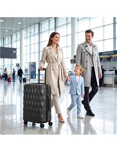 HOMCOM 2-Piece Luggage Set, ABS Hard Shell Carry On Suitcase Set with TSA Lock, USB Port, Spinner Wheels, 12/20 inch, Black