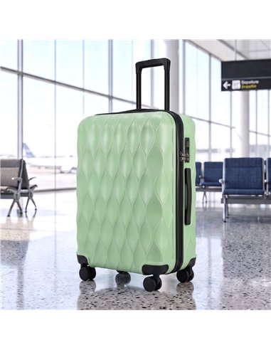 HOMCOM 2-Piece Luggage Set, ABS Hard Shell Carry On Suitcase Set with TSA Lock, USB Port, Spinner Wheels, 12/20 inch, Green