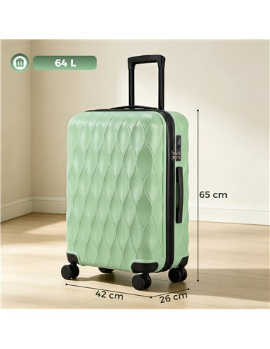 HOMCOM 2-Piece Luggage Set, ABS Hard Shell Carry On Suitcase Set with TSA Lock, USB Port, Spinner Wheels, 12/20 inch, Green