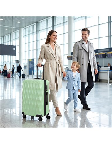 HOMCOM 2-Piece Luggage Set, ABS Hard Shell Carry On Suitcase Set with TSA Lock, USB Port, Spinner Wheels, 12/20 inch, Green