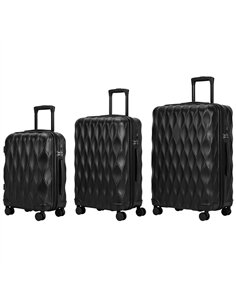 HOMCOM 3-Piece Suitcase Set, Hard Shell Carry On & Checked Luggage Set with TSA Lock, 20/24/28 Inch, Black