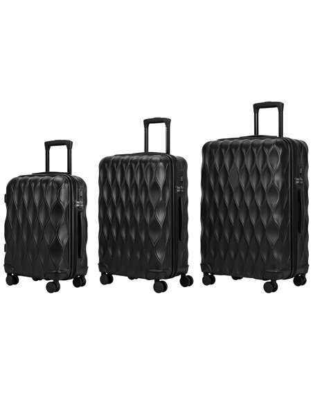 HOMCOM 3-Piece Suitcase Set, Hard Shell Carry On & Checked Luggage Set with TSA Lock, 20/24/28 Inch, Black - pic 212074 | FastDaddyshop