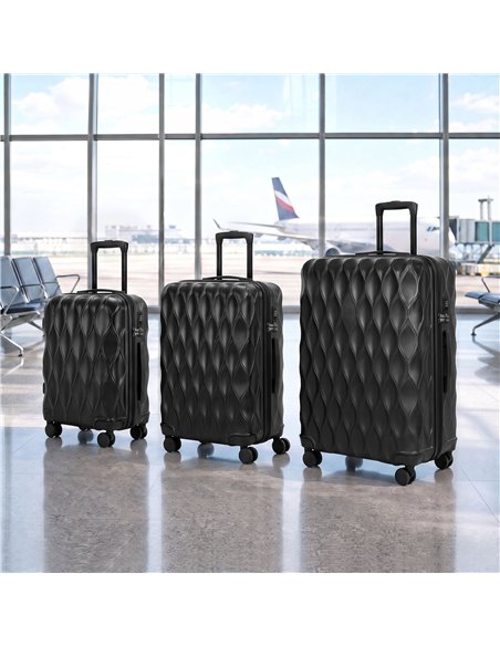 HOMCOM 3-Piece Suitcase Set, Hard Shell Carry On & Checked Luggage Set with TSA Lock, 20/24/28 Inch, Black - pic 212075 | FastDaddyshop