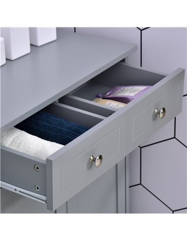 Kleankin Bathroom Free-Standing Storage Cabinet with 2 Drawers, Adjustable Shelf, Grey