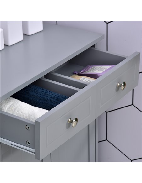 Kleankin Bathroom Free-Standing Storage Cabinet with 2 Drawers, Adjustable Shelf, Grey - pic 21208 | FastDaddyshop