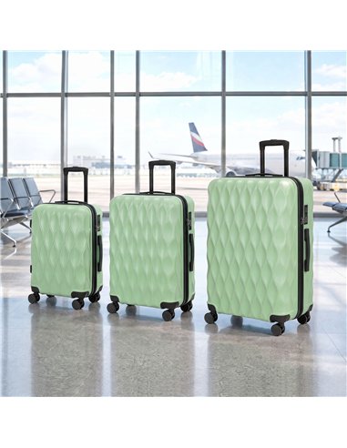 HOMCOM 3-Piece Suitcase Set, Hard Shell Carry On & Checked Luggage Set with TSA Lock, 20/24/28 Inch, Green