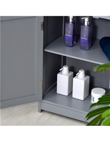 Kleankin Bathroom Free-Standing Storage Cabinet with 2 Drawers, Adjustable Shelf, Grey