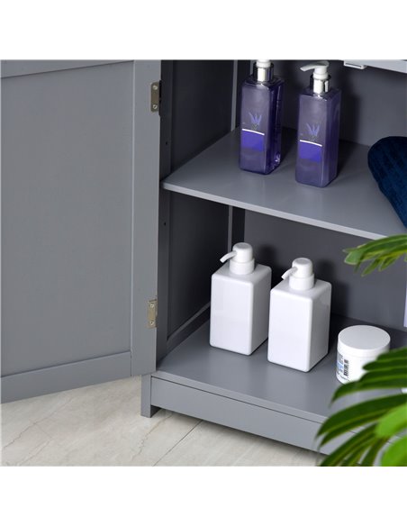 Kleankin Bathroom Free-Standing Storage Cabinet with 2 Drawers, Adjustable Shelf, Grey - pic 21209 | FastDaddyshop